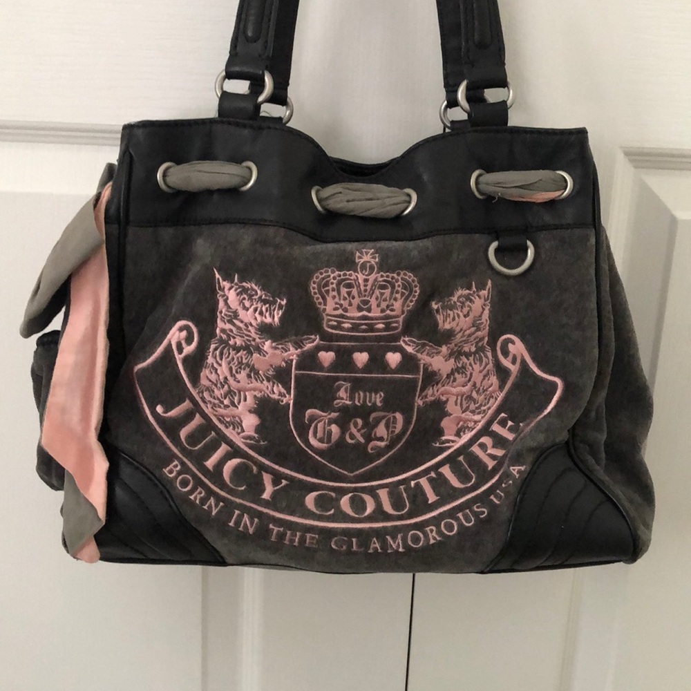 Large Gray and Pink Juicy Couture Purse